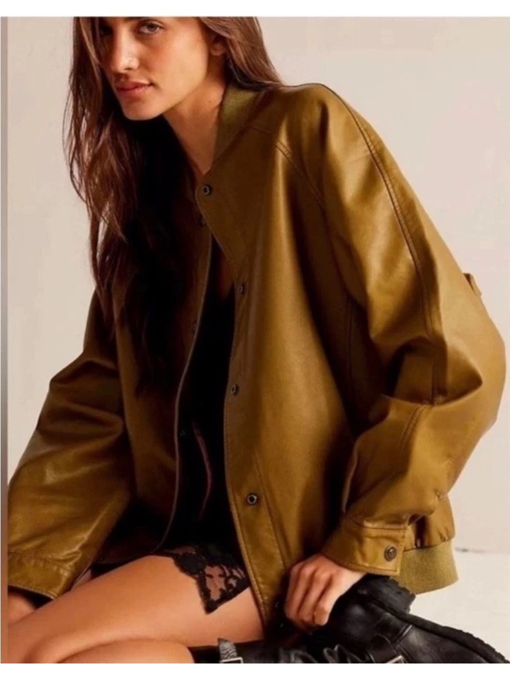 Free People vegan leather bomber Jacket